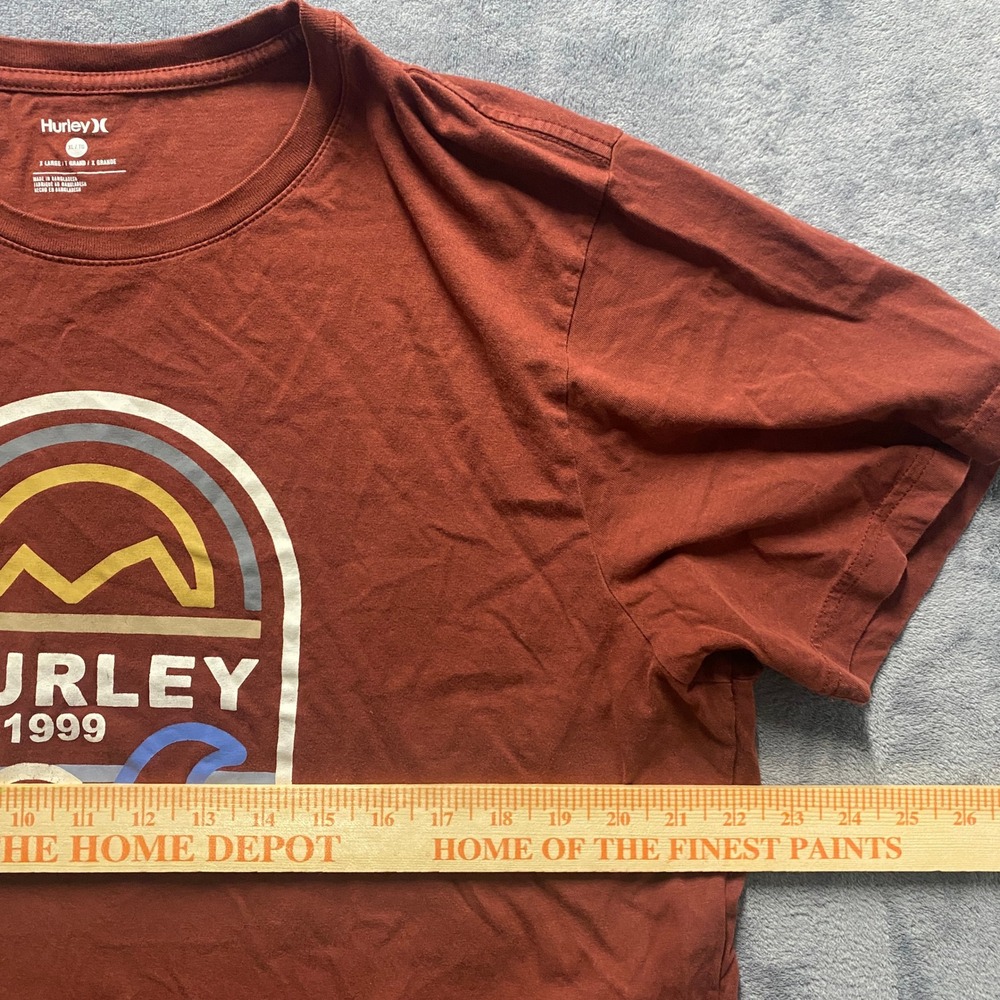 Hurley Graphic T-Shirt Mens XL Rust Orange Good Retro Sunset Wave Surf Tee - Picture 3 of 10